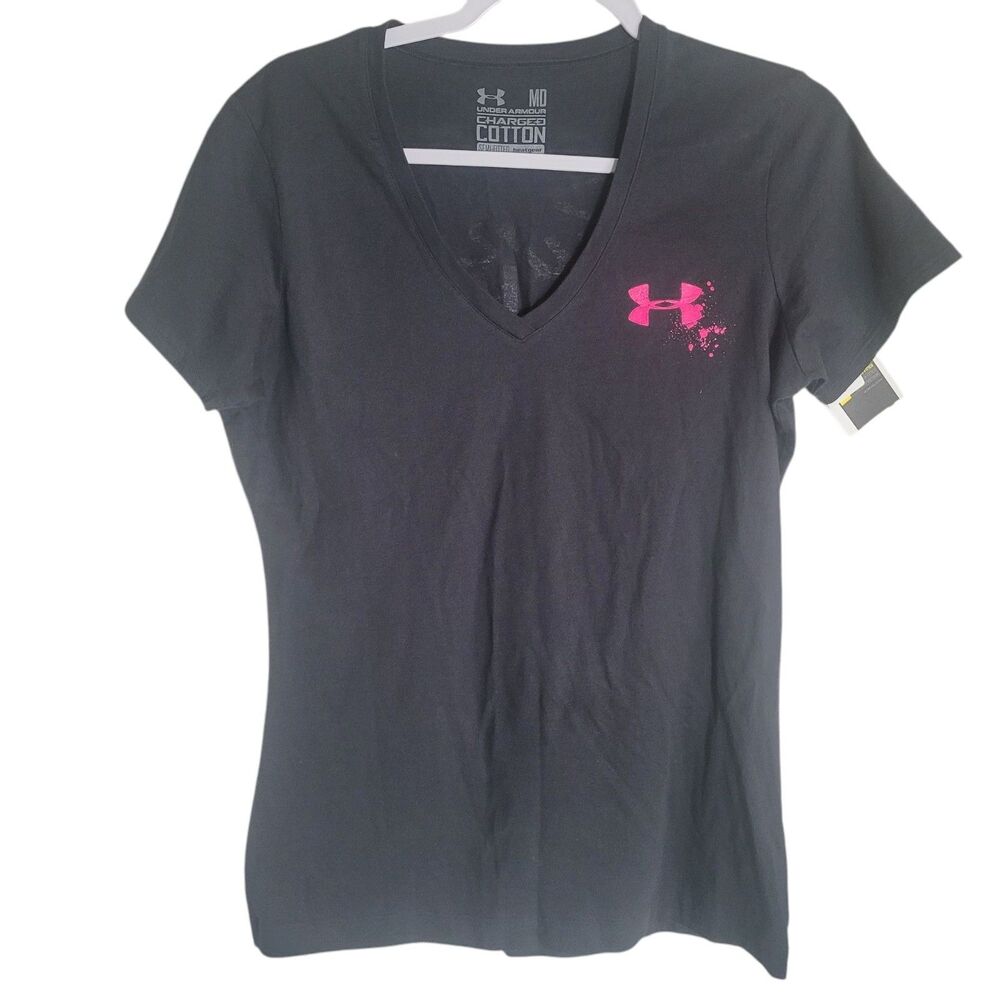 Under Armour NEW Charged Cotton 'Run Like Hell' Tee Shirt Women's Medium Black